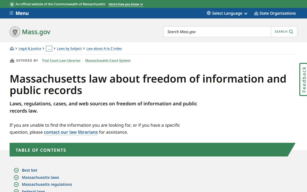 Massachusetts public records law guide for court docket access